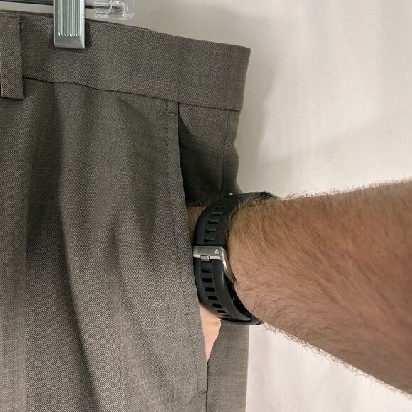 Jos A Bank Wool Blend Dress Pants Mens 38 R Grey Travel Tech Slim Fit Flat Front - Picture 4 of 9